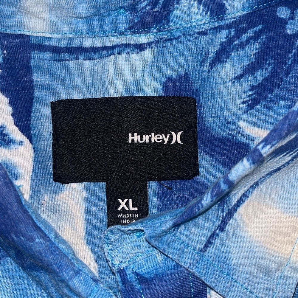 Hurley Hawaiian shirt- blue surf palm trees-Rare - Picture 4 of 8